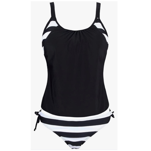 Swimsuit XL - black and white stripes - Picture 1 of 7